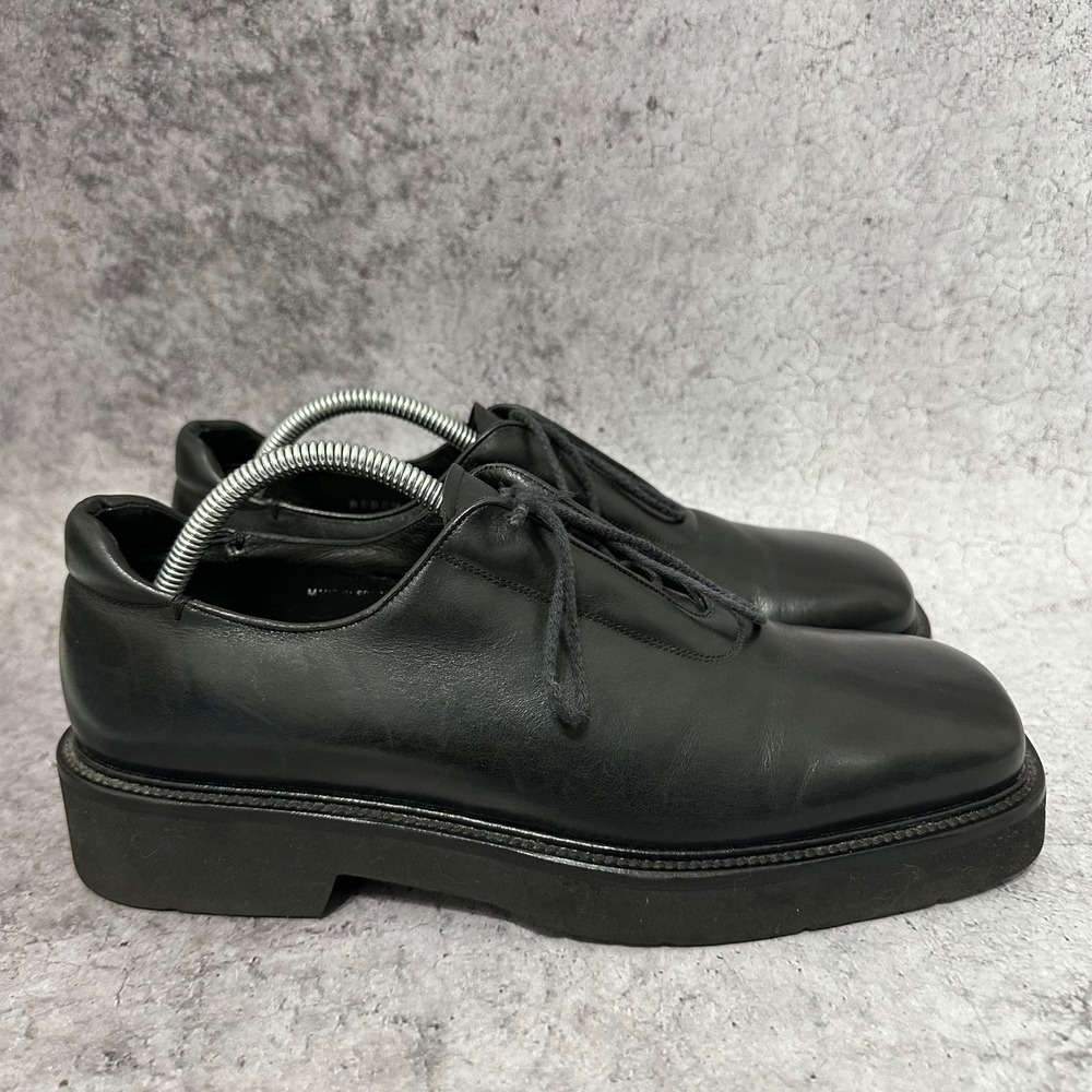 Mezlan Rodan Oxfords Mens 9.5 Black Leather Square Toe Lace Up Platform Spain